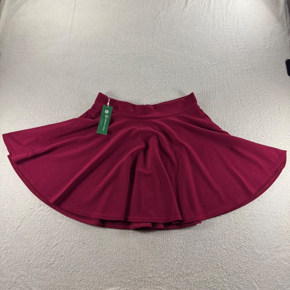 Urban Coco Skater Skirt Women XL Burgundy NEW Textured High Waist‎ Flared Mini